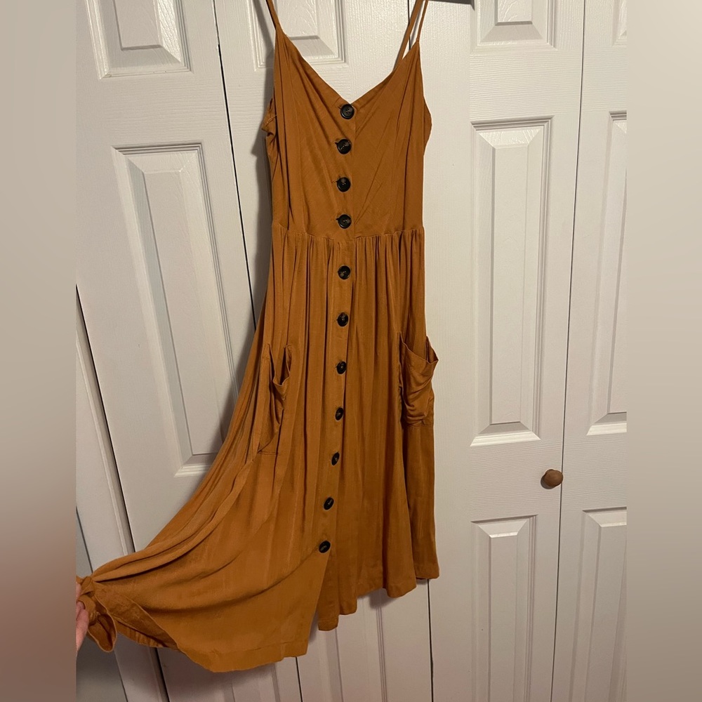 Molly Green Mustard Yellow Midi Dress